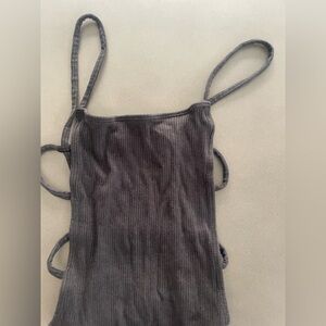 Strappy back bodysuit thong - size small - black